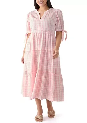 Plus Check Printed Midi Dress