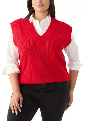 Plus V-Neck Sleeveless Sweater Vest