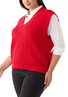 Plus V-Neck Sleeveless Sweater Vest