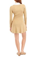 Women's Mixed Media Fit and Flare Sweater Dress