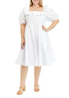 Plus Smocked Puff Sleeve Dress