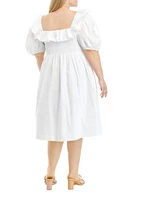 Plus Smocked Puff Sleeve Dress