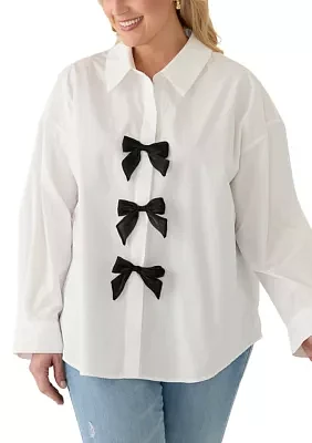 Plus Bow Poplin Shirt