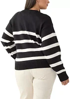 Plus Zip Up Striped Sweater