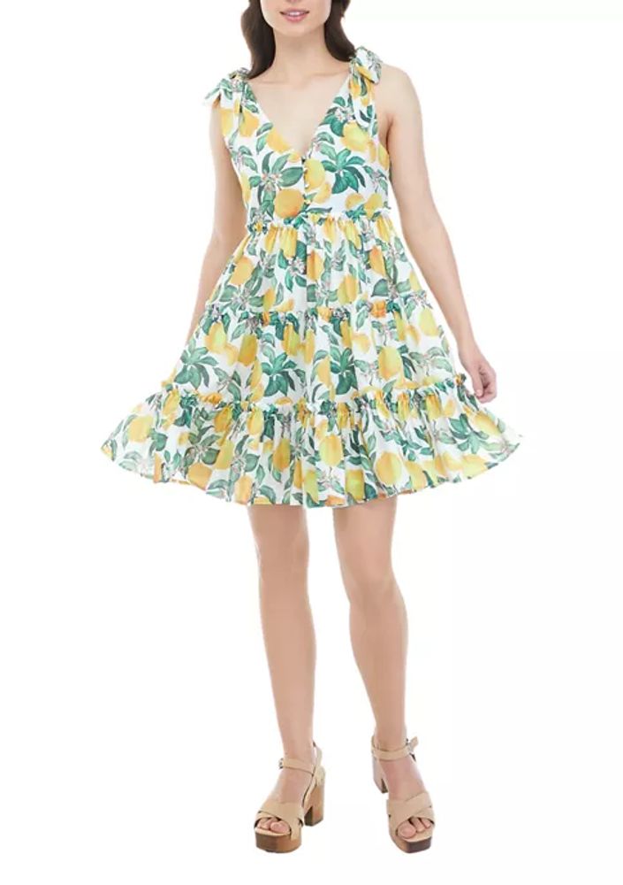 Belk Sleeveless Ruffle Lemon Print Dress | The Summit