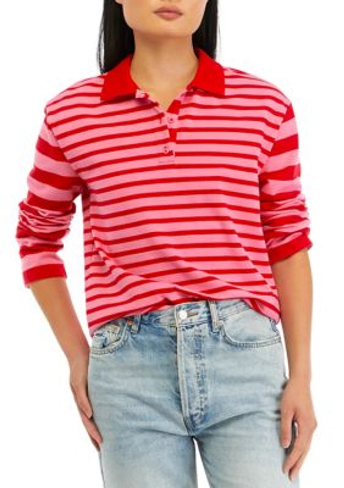 Women's Striped Long Sleeve Knit Top