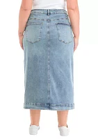 Plus High Waist Long Denim Skirt