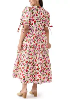 Plus Floral Printed Ruffle Midi Dress