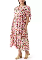 Plus Floral Printed Ruffle Midi Dress