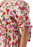 Plus Floral Printed Ruffle Midi Dress