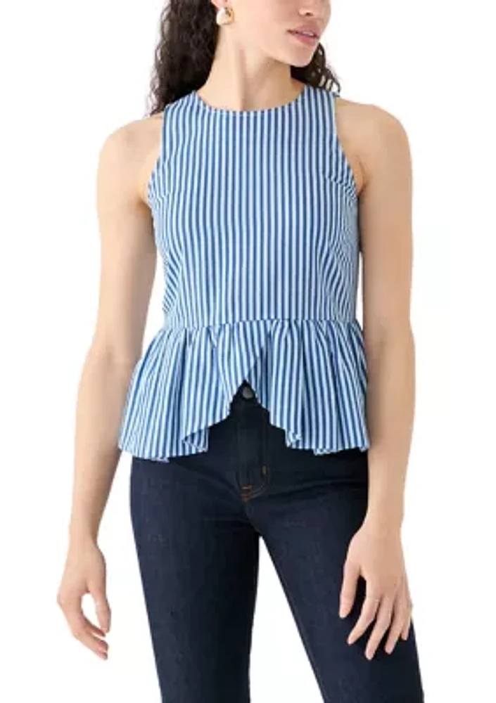 Women's Sleeveless Striped Peplum Top