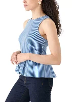 Women's Sleeveless Striped Peplum Top