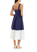 Women's Color Blocked Midi Dress