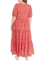 Plus Floral Print Smocked Dress