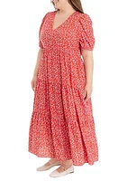 Plus Floral Print Smocked Dress