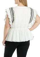 Plus Smocked Ruffled Top with Scallop Hem