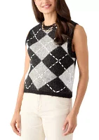 Women's Sleeveless Argyle Knit Sweater Vest