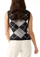 Women's Sleeveless Argyle Knit Sweater Vest