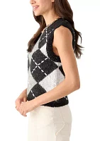 Women's Sleeveless Argyle Knit Sweater Vest