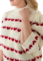 Plus Heart Stripe Detail Sweater