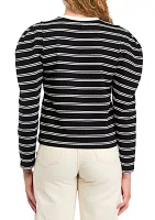 Women's Striped Puff Sleeve Top