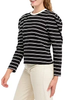 Women's Striped Puff Sleeve Top