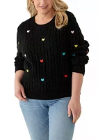 Plus Heart Embroidery Knit Sweater