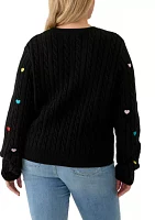 Plus Heart Embroidery Knit Sweater