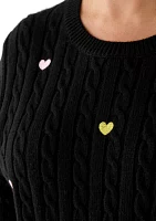 Plus Heart Embroidery Knit Sweater