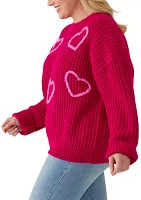 Plus Heart Embroidery Knit Sweater