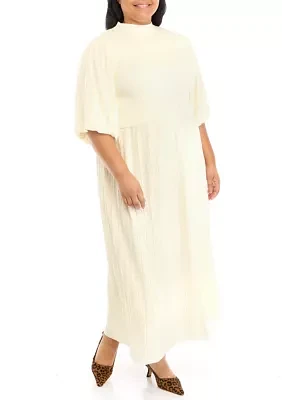 Plus Pleated Mix Maxi Dress