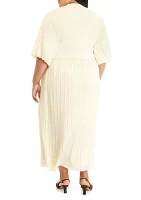 Plus Pleated Mix Maxi Dress