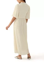 Women's Pleated Mix Media Maxi Dress