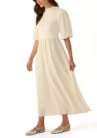 Women's Pleated Mix Media Maxi Dress