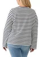 Plus Heart Embroidered Stripe T-Shirt