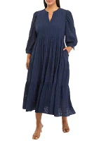 Plus 3/4 Sleeve Midi Dress