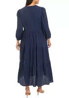 Plus 3/4 Sleeve Midi Dress