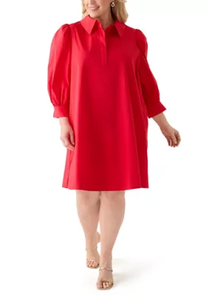 Plus Puff Sleeve Mini Shirtdress