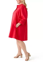 Plus Puff Sleeve Mini Shirtdress