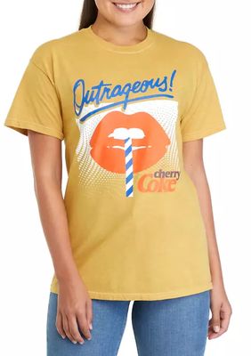 Junior's Short Sleeve Cherry Coke Crew Neck Graphic T-Shirt