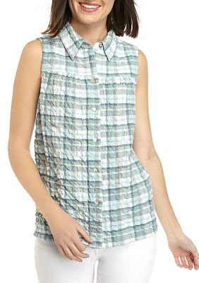 Women's Sleeveless Button Front Top