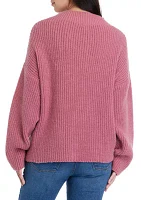 Women's Mock Neck Sweater with Pom Detail