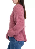 Women's Mock Neck Sweater with Pom Detail