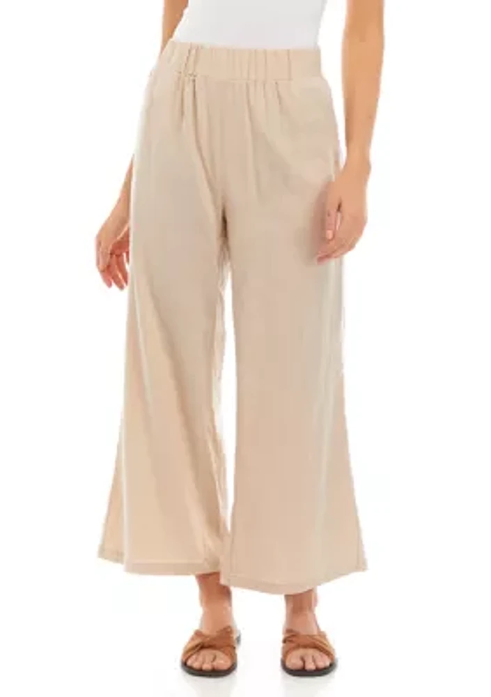 Women's Linen Pull On Wide Leg Pants