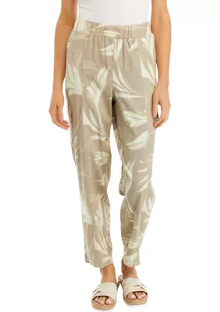 Women's Printed Linen Cargo Pants