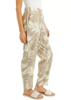 Women's Printed Linen Cargo Pants