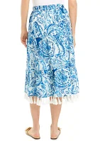 Women's Tiered Midi Skirt with Tassels