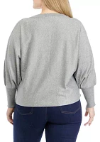 Plus Long Sleeve Mixed Stitch Solid Pullover Sweater