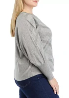 Plus Long Sleeve Mixed Stitch Solid Pullover Sweater