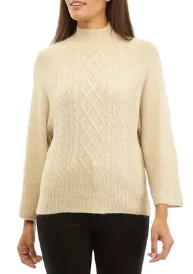 Women's Elbow Sleeve Mock Neck Sweater